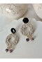 Black-Beige with Steel Earrings Bohemian & Ethnic Pattern Textured Natural Stone Dangle Women's Earrings Polymer Clay Earrings - 2