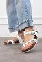 Lisbon Genuine Leather Cork Sole Orthopedic Flip Flops Women's Slippers - 4