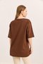 Soft textured fit t-shirt with wicker pocket coffee - 5