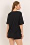Soft textured fit t-shirt with straw pocket black - 5
