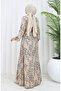 Viscose Fabric Buttoned Belted Dress 4075-04 Mink - 5
