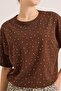 Stone Detailed Comfortable Fit Premium Cotton Tshirt Brown - 4