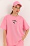 Duck embroidered Oversized two thread pink t-shirt - 2