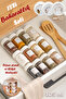 1078 Square Swivel Stand Rotating Lid 12-Piece Glass Spice Holder Set -Cappuccino White