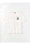 Xside Ecru Crew Neck Short Sleeve Printed Combed Cotton Men's T-Shirt - 6