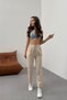Women's High Waist Ankle Length Elastic Waist Fabric Trousers - 4