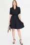 Women's Black V-Neck Elastic Waist Short Sleeve Flared Dress Arm-25Y 001001 - 6