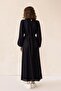 Guipure Dress with Button and Brit Accessories Black 9297-E - 6