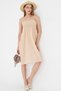 Women's Light Beige Straps Lace up Chest Gipe Elastic Mini Dress Arm-25Y 001047 - 5