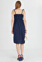 Women's Navy Blue Straps Lace up Chest Gipe Elastic Mini Dress Arm-25Y 001047 - 5