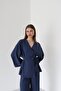 Navy Blue Tied Kimono Set - 8685 - 3