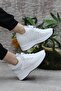 Wedge Heel Lace-Up Casual Sneaker Sports Shoes White - 4