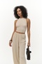 Ayshe Laced Beige Crop Pants Set