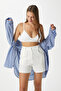 Women's Carla Flam Linen Elastic Waist Ecru Shorts - 6