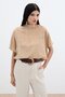 Patterned Loose Blouse - Camel