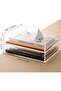 Acrylic Stackable Letter Tray Desk Organizer, Clear Paper Tray Set of 2 - 2