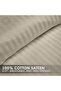 3-Piece Duvet Cover Set, 100% Cotton Stripe Sateen Fabric, Stone - 4