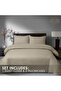 3-Piece Duvet Cover Set, 100% Cotton Stripe Sateen Fabric, Stone - 3
