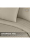 3-Piece Duvet Cover Set, 100% Cotton Stripe Sateen Fabric, Stone - 2