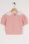 Baby Collar Lace Mini Checkered Powder Color Girl's Tshirt - 2