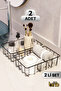 2 Pcs Makeup Organizeri Multipurpose Basket Bathroom Cosmetic Organizer Makeup Towel Basket Black Metal