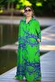 Front to Back Buttoned Pocketed Three Quarter Sleeve Extra Large Size Cotton Viscose Dress - 7