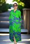 Front to Back Buttoned Pocketed Three Quarter Sleeve Extra Large Size Cotton Viscose Dress - 6