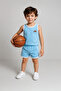Boy's Towel Tennis Embroidered Top and Bottom Set - Blue (3-4 Years Old, 8-9 Years Old)