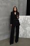 Women's Two-Piece Blazer Jacket Pants Suit Accessories Rose and Button Detail Loose Wide Leg