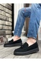 Laceless Tasseled Men's Shoes Black Suede (Black Sole) - 2