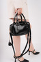 Black Patent Leather Stylish Women's Daily Shoulder Bag - 4