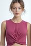 Candy Pink Crew Neck Cotton Sleeveless Crop Women's T-Shirt Tiana S/L Top - 3