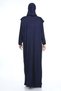 Women's Hijab Cotton Prayer Dress with Lace One-Piece Combed Cotton Fabric Navy Blue - 4