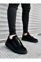 Zippered Men's Shoes Black Suede (Black Sole) - 3