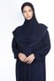 Women's Hijab Cotton Prayer Dress with Lace One-Piece Combed Cotton Fabric Navy Blue - 3