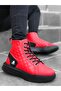Lace-Up Quilted Men's Sports Boots Red (Black Sole) - 3