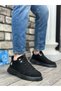 Lace-Up Men's Sports Shoes Black Suede (Black Sole)