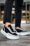 Lace-Up Men's Sports Shoes Black Gray (White Sole) - 3
