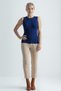 Midnight Blue Crew Neck Modal Sleeveless Women's T-Shirt Sharon S/L Rib Top - 4