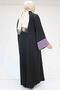 57206 Large Size Garni Detailed Etamin Dress Abaya - Black-Lilac - 5