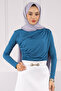 Petrol Blue Draped Front Sandy Blouse