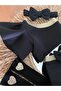 Girl's Ruffle Sleeve Black&Gold Skirt Suit - 3