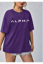 Unisex Alpha Printed Relaxed Cut Purple T-Shirt - 2