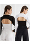 Zero Collar Crop Oversleeve Hijab Inside Worn Long Sleeve Neck Collar Crew Neck 2 Pack Black White - 2