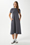 Women's Hanna Pocket Bell Cut Anthracite Combed Cotton Summer Dress 14266