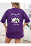 Unisex Fructification Printed Relaxed Cut Purple T-Shirt