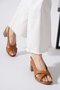 Asran Cross Genuine Leather Women's Heeled Sandals Tan Skin - 4