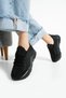 Black-Black Stone Detailed - Casual Women's Sneaker Lace-Up Knitwear Flexible Lightweight and Thick Sports Shoes - 4