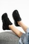 Black-Black Stone Detailed - Casual Women's Sneaker Lace-Up Knitwear Flexible Lightweight and Thick Sports Shoes - 2