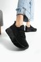 Black-Black Stone Detailed - Casual Women's Sneaker Lace-Up Knitwear Flexible Lightweight and Thick Sports Shoes